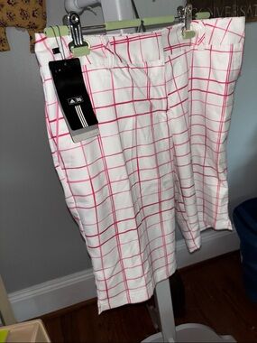 adidas White Skirt with Pink Windowpane Grid